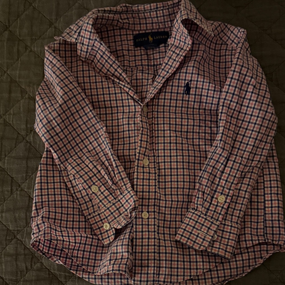 Ralph Lauren Kids Blue and Pink Plaid Shirt
